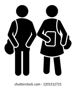 School fellows with their school bags is icon for class fellows