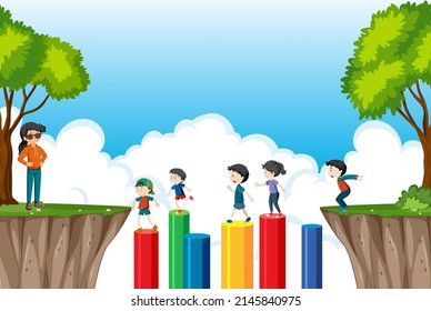 School field trip with many children illustration