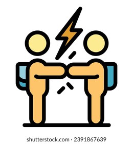 Schulkampf-Symbol-Umrandungsvektor. Schulgewalt. Studentenmissbrauchsfarbe flach