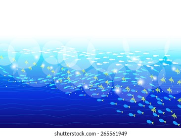 A school of fish of the blue sea