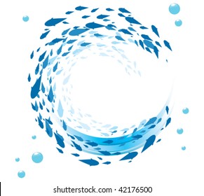 School of fish with bubbles