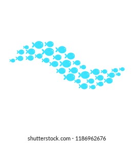 School of fish. Clipart image isolated on white background