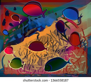 School of fish. Diving