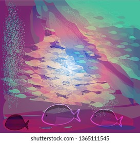 School of fish. Diving. Underwater world