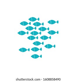 school of fish sea life animal isolated icon vector illustration design