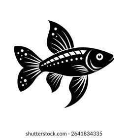 School of Fish Silhouette Vector Marine Life Clipart for Ocean or Wildlife Designs