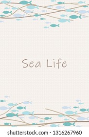School of fish are swimming with branch of tree on background vector for decoration on summer events.
