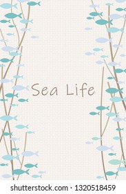 School of fish are swimming with branch of tree on background vector for decoration on summer events.
