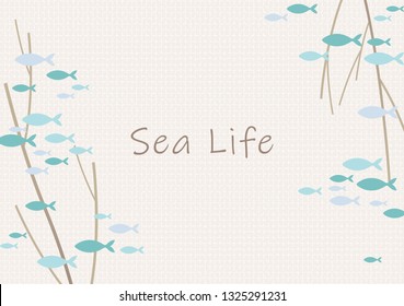 School of fish are swimming with branch of tree on background vector for decoration on summer events.