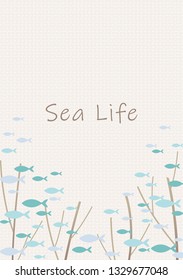 School of fish are swimming with branch of tree on background vector for decoration on summer events.