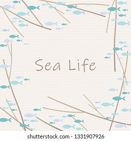 School of fish are swimming with branch of tree on background vector for decoration on summer events.