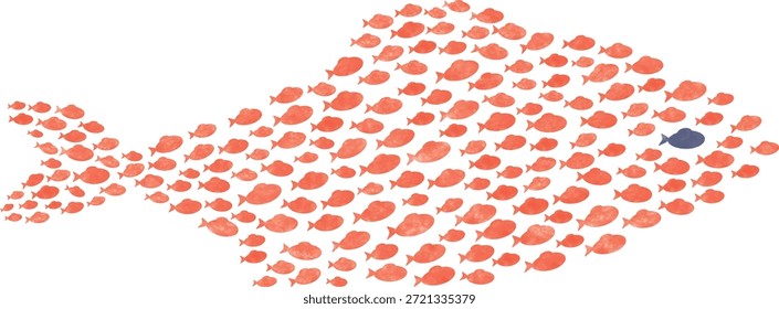 School of Fish Swimming Together Representing Unity, Cooperation, and Solidarity