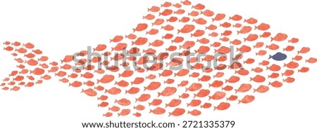 School of Fish Swimming Together Representing Unity, Cooperation, and Solidarity