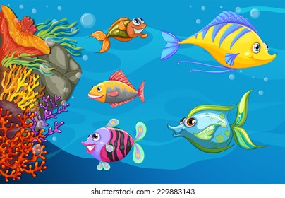 A school fish under the deep sea