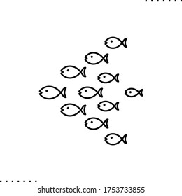 escuela del icono del vector de peces en contornos