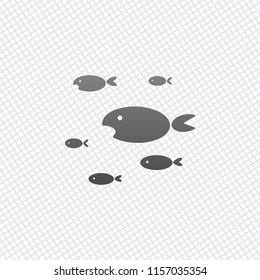 School of fishes. On grid background