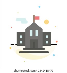 School, Flag, Education Abstract Flat Color Icon Template