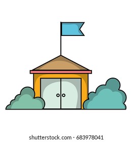 school with flag to education of children class