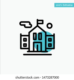 School, Flag, Education turquoise highlight circle point Vector icon