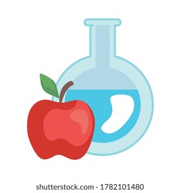 School flask and apple design, Education class lesson knowledge preschooler study learning classroom and primary theme Vector illustration