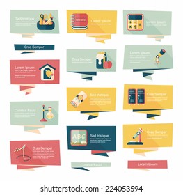 school flat banner background set, eps10