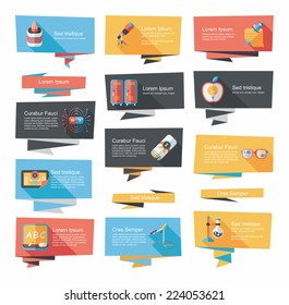 school flat banner background set, eps10