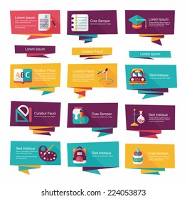 school flat banner background set, eps10