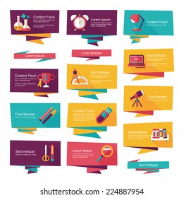 school flat banner background set, eps10