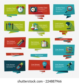 school flat banner background set, eps10