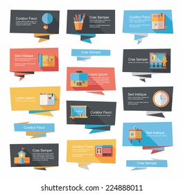 school flat banner background set, eps10