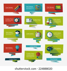 school flat banner background set, eps10
