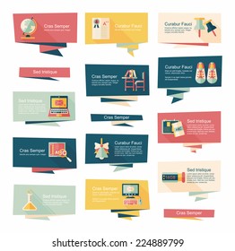 school flat banner background set, eps10