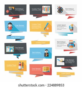school flat banner background set, eps10