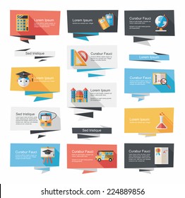 school flat banner background set, eps10
