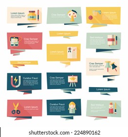 school flat banner background set, eps10