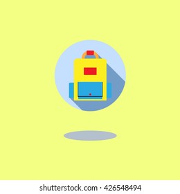 School flat icon illustration of school bag