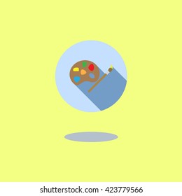 School flat icon illustration of brush and palette