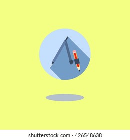 School flat icon illustration of school compass