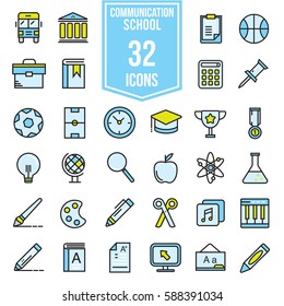 School Flat Icons design, illustration EPS10