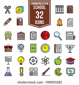 School Flat Icons design, illustration EPS10