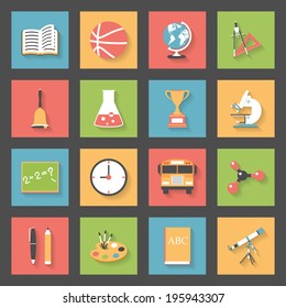 School flat icons set