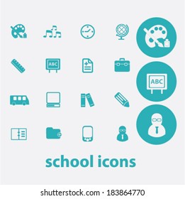 school flat icons set  for digital web, print, design, mobile phone apps, vector