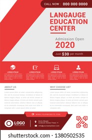 School flyer templates red. Vector illustration.