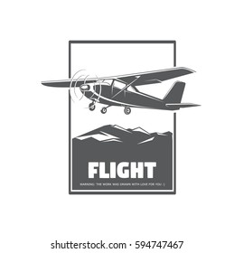School flying academy, vector illustration with airline. Training pilots