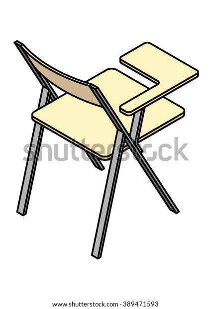 School Folding Chair Armrest Tabledesk Stock Vector Royalty Free