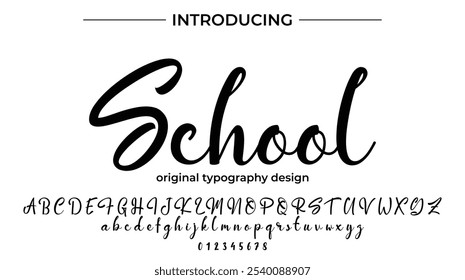 Schulschriftart Stilvoller Pinsel gemalt ein Großbuchstaben, Vektorbuchstaben, Alphabet, Schrift