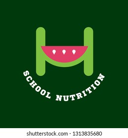 School food vector logo. H letter kid logo. Bio food logo. 