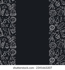 School frame. Doodle school background. Seamless education vector illustration