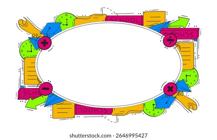 school frame. doodle education banner frame. hand drawn school and education frame background. school background
