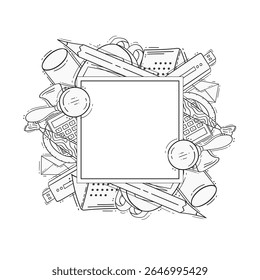 school frame. doodle education banner frame. hand drawn school and education frame background. school background